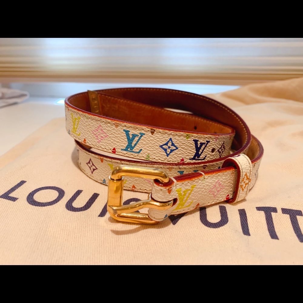 Louis Vuitton Multi color White Monogram Belt